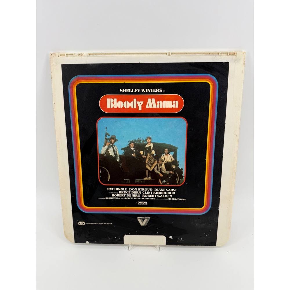Vestron Video Bloody Mama CED Video Disc Robert De Niro Shelley Winters Crime R‎